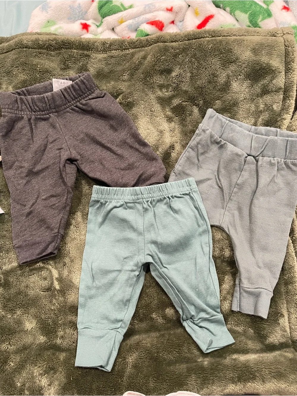 Baby Basics Knit Pants - Gray, Light Blue, Dusty Blue - Unbranded